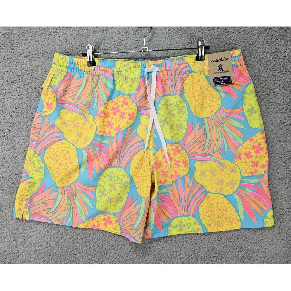 Chubbies The Hooligans Pineapple Swim Trunks Men's XXL  5.5